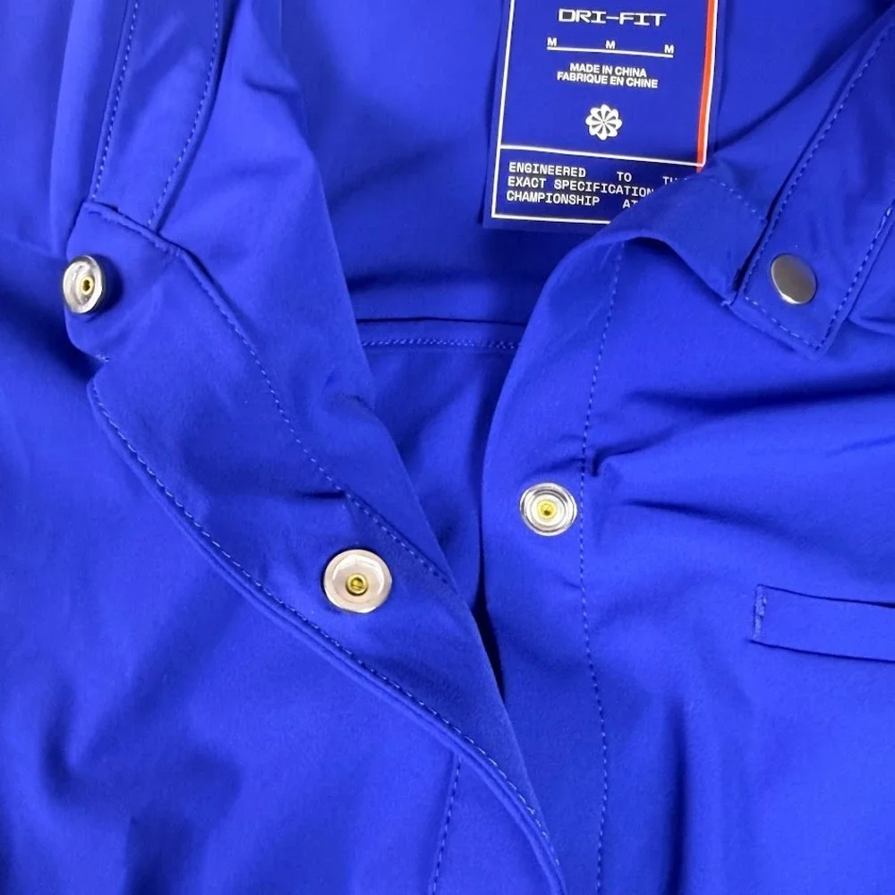 Nike 24.7 Dri-FIT Oversized Royal Blue Snap Buttons Long Sleeve Shirt Womens M